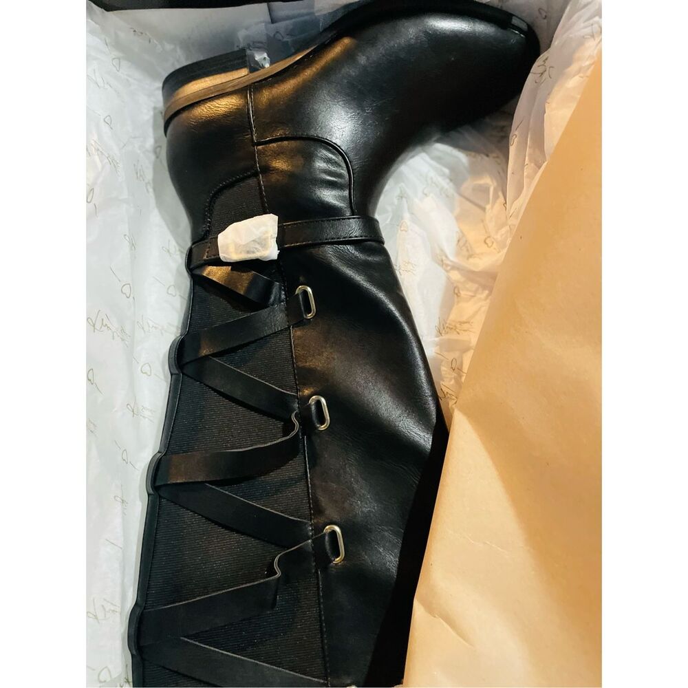 NWT Thalia Sodi Veronkia Criss Cross Faux Leather over the knees boots size 6.5 - Picture 4 of 7